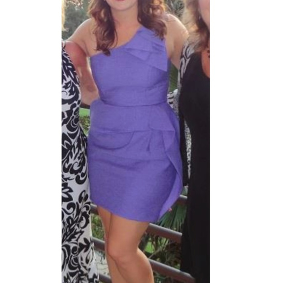 BCBG Max Azria One Shoulder Purple Crepe Dress - Picture 2 of 3